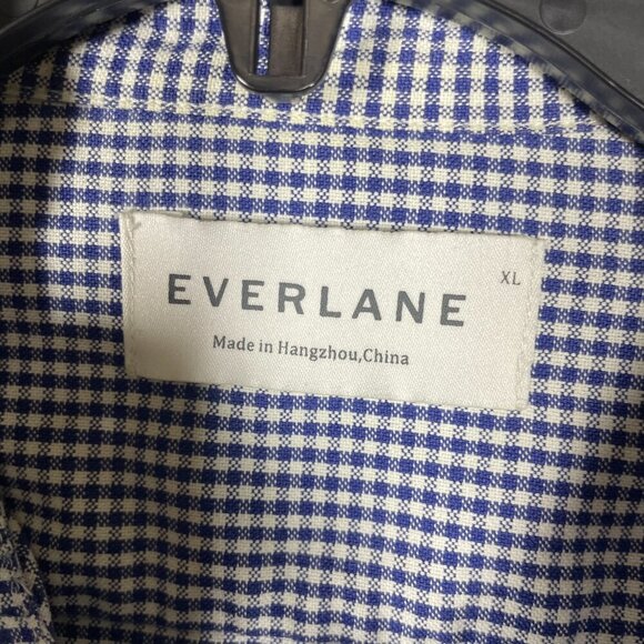 Everlane Men's Long Sleeve Navy White Plaid Button-Up Shirt XL Preppy! - Picture 3 of 4